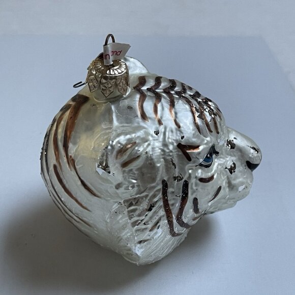 The Discovery Channel Store WHITE TIGER Blown Glass Christmas Ornament Poland - Picture 2 of 8